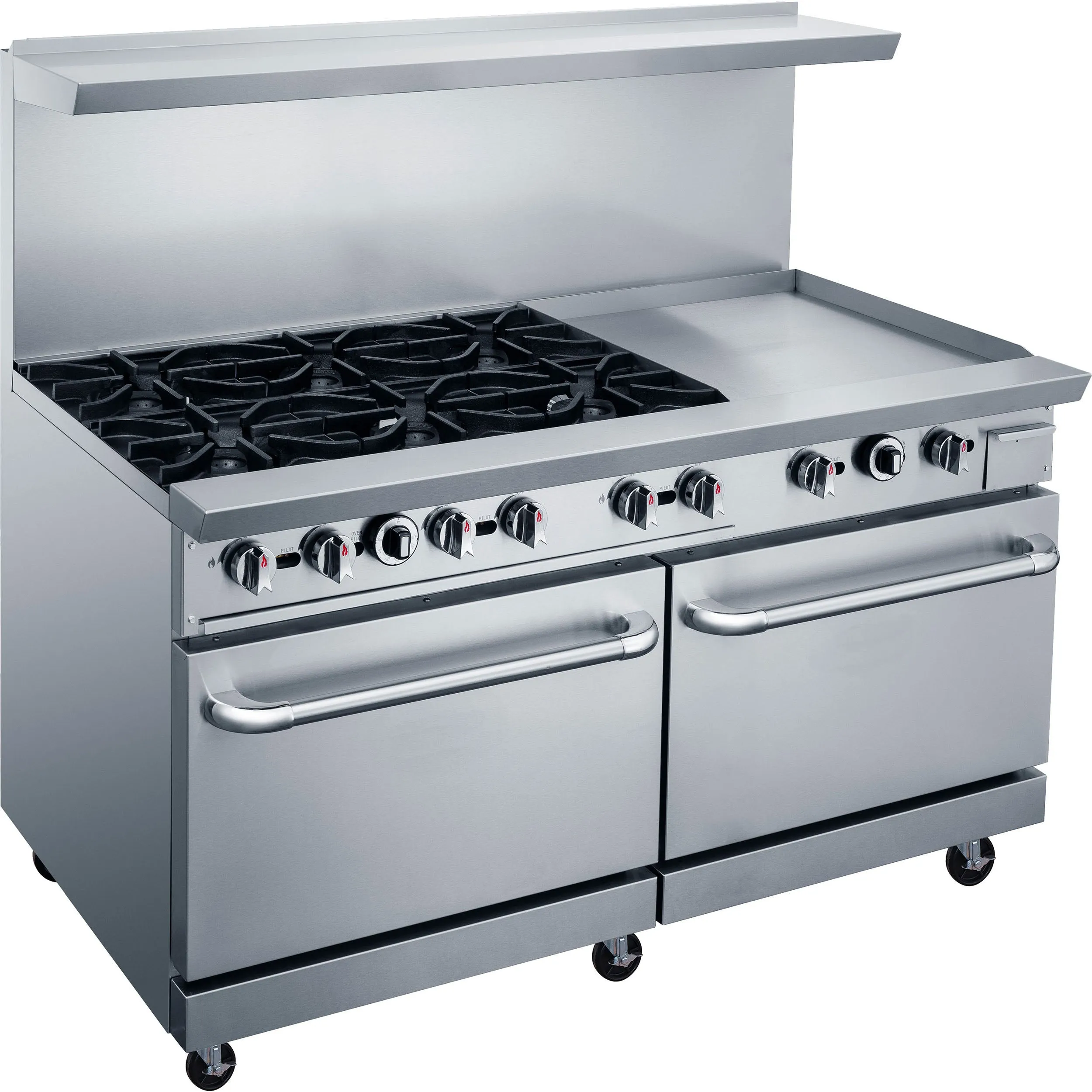 Chef AAA - TCR60-6B24GM Commercial 60 Oven Range Six Open Burner with 24 Griddle Natural Gas