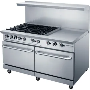 Chef AAA - TCR60-6B24GM Commercial 60 Oven Range Six Open Burner with 24 Griddle Natural Gas