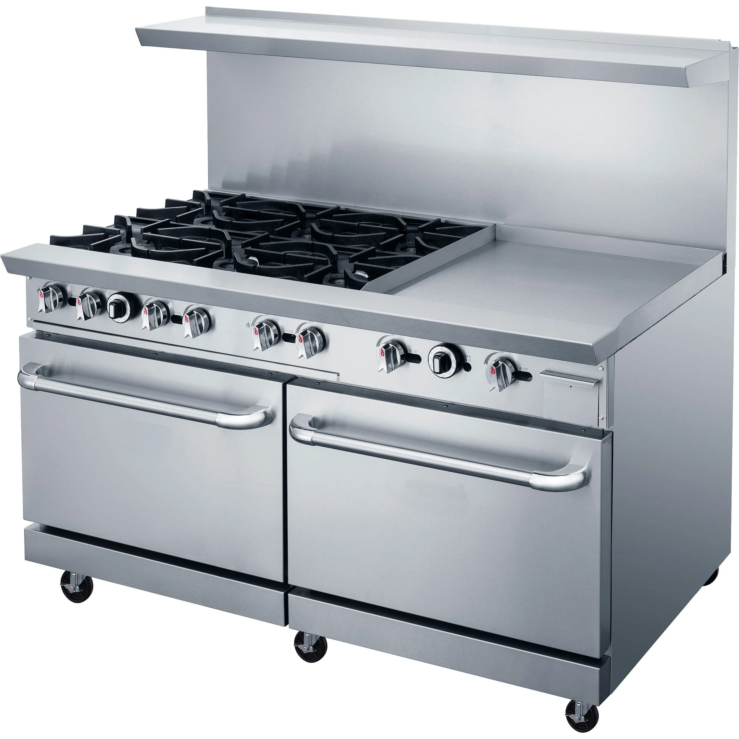 Chef AAA - TCR60-6B24GM Commercial 60 Oven Range Six Open Burner with 24 Griddle Natural Gas