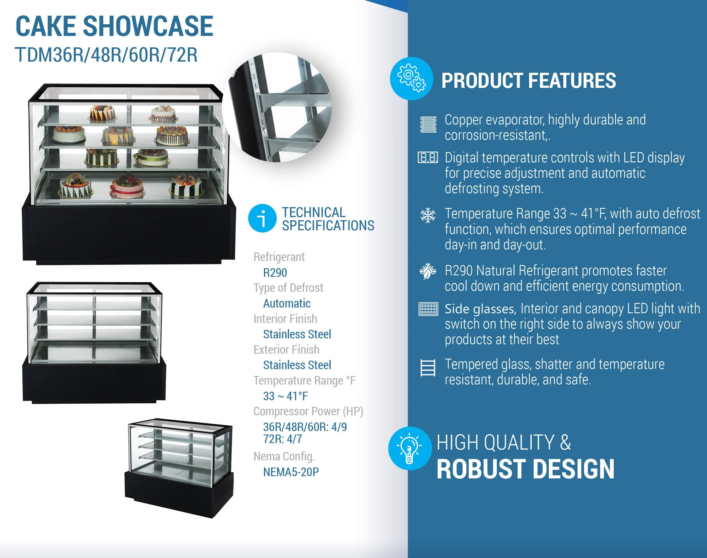 Chef AAA - TDM48R. 48 Straight Glass Bakery Case