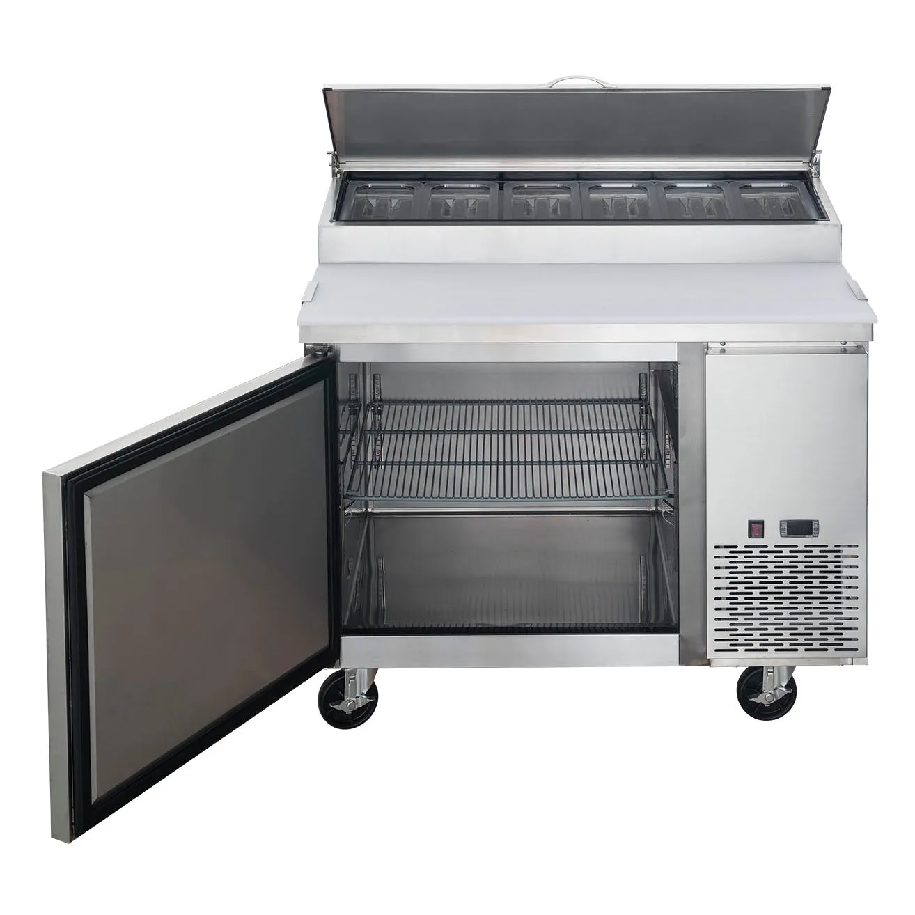 Chef AAA - TICL1-HC. 44 Commercial Sandwich Prep Table Refrigerator 6 Pans 1 Door Stainless Steel 9.8 cu.ft.