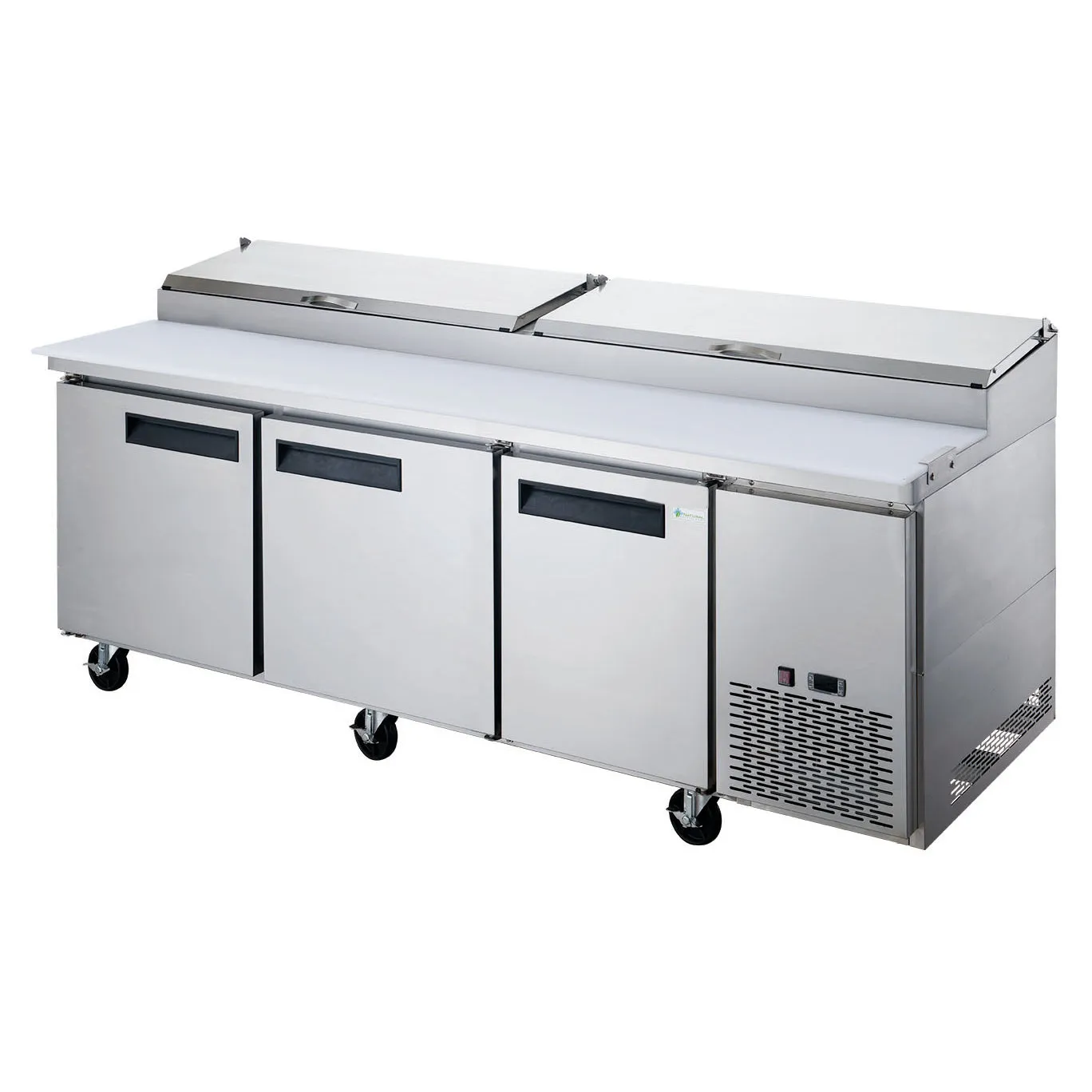 Chef AAA - TICL3-HC. Commercial 90 Pizza Prep Table Refrigerator 12 Pans 3 Door Stainless Steel 24.8 cu.ft.