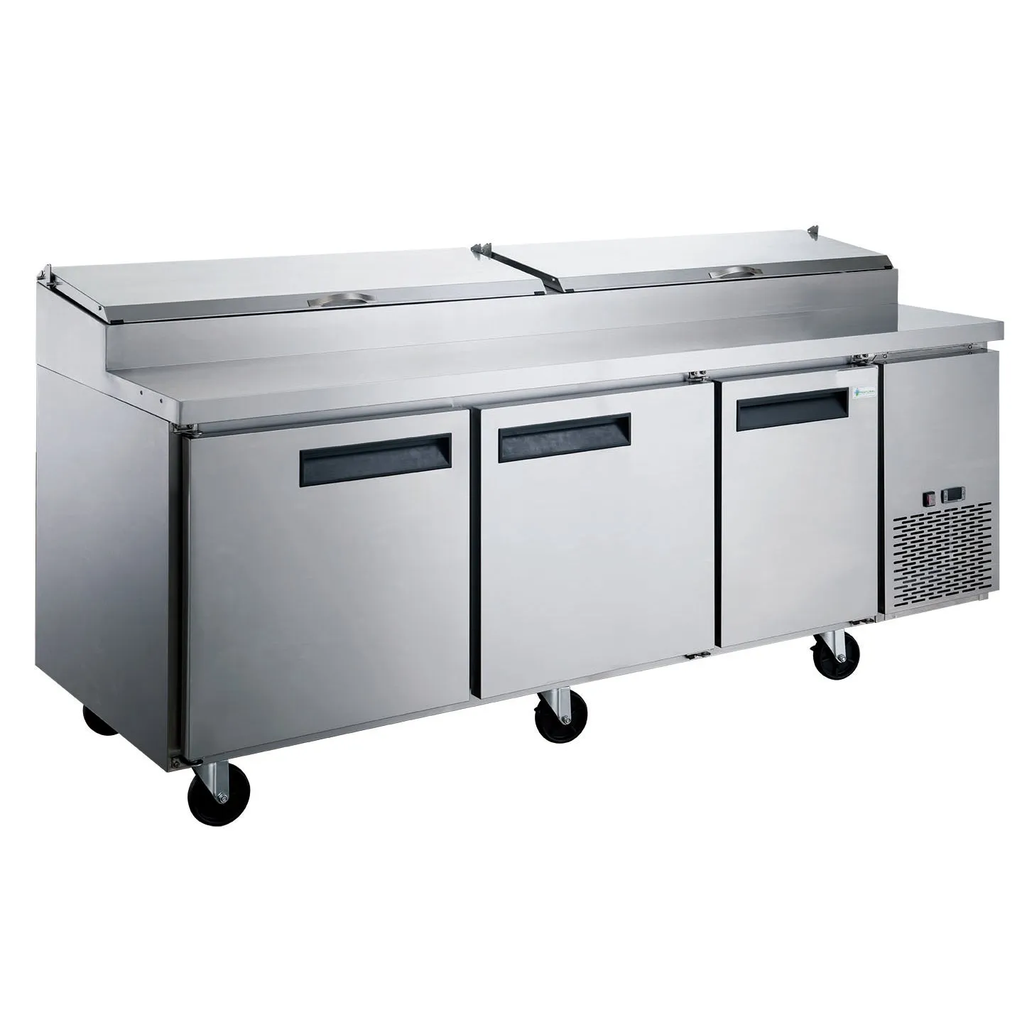 Chef AAA - TICL3-HC. Commercial 90 Pizza Prep Table Refrigerator 12 Pans 3 Door Stainless Steel 24.8 cu.ft.