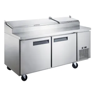Chef AAA - TPPT-71-HC. Commercial 70 Pizza Prep Table Refrigerator 9 Pans 2 Door Stainless Steel 17.5 cu.ft.