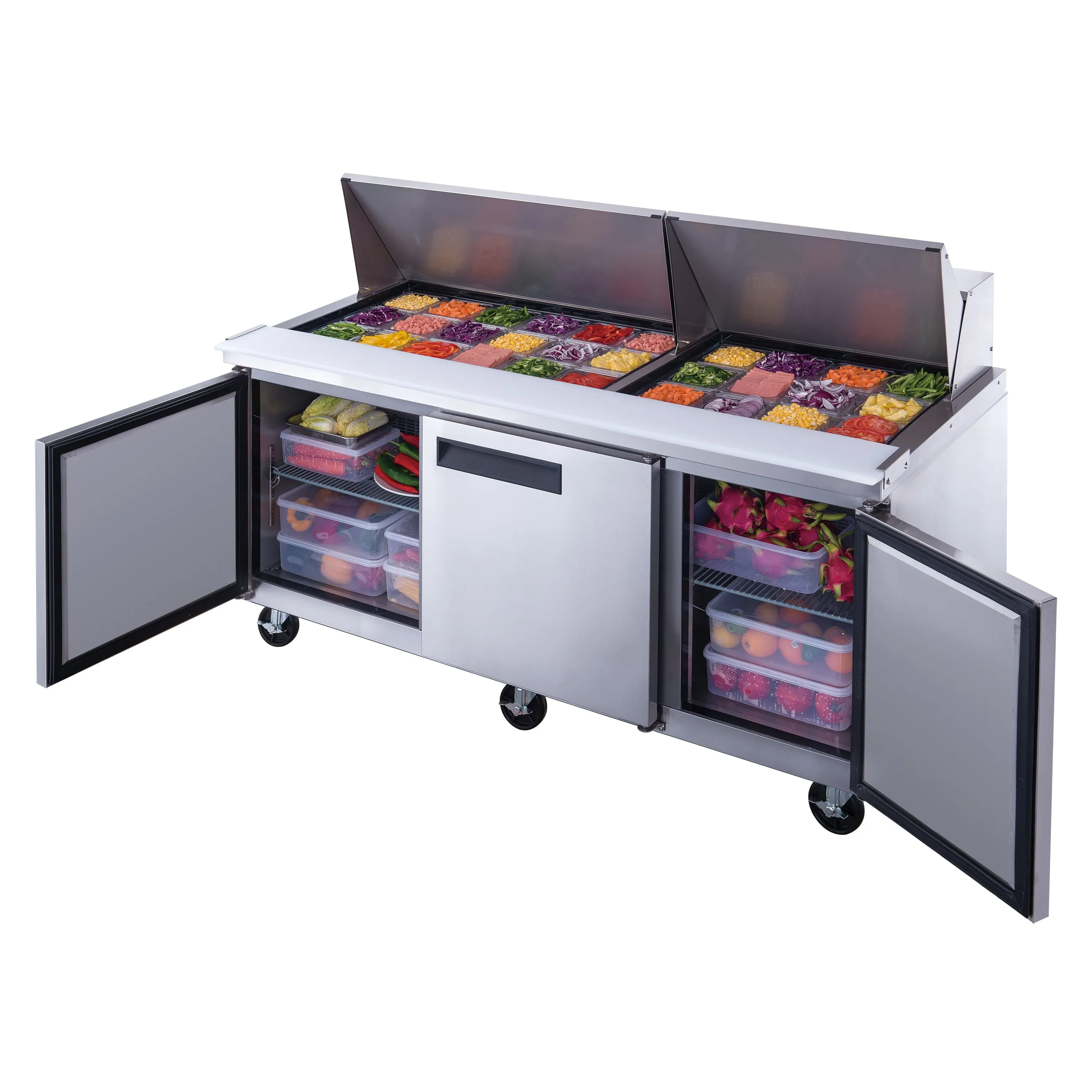 Chef AAA - TSP72M Commercial 72 30 Pan Salad Sandwich Food Prep Table Refrigerator Mega Top