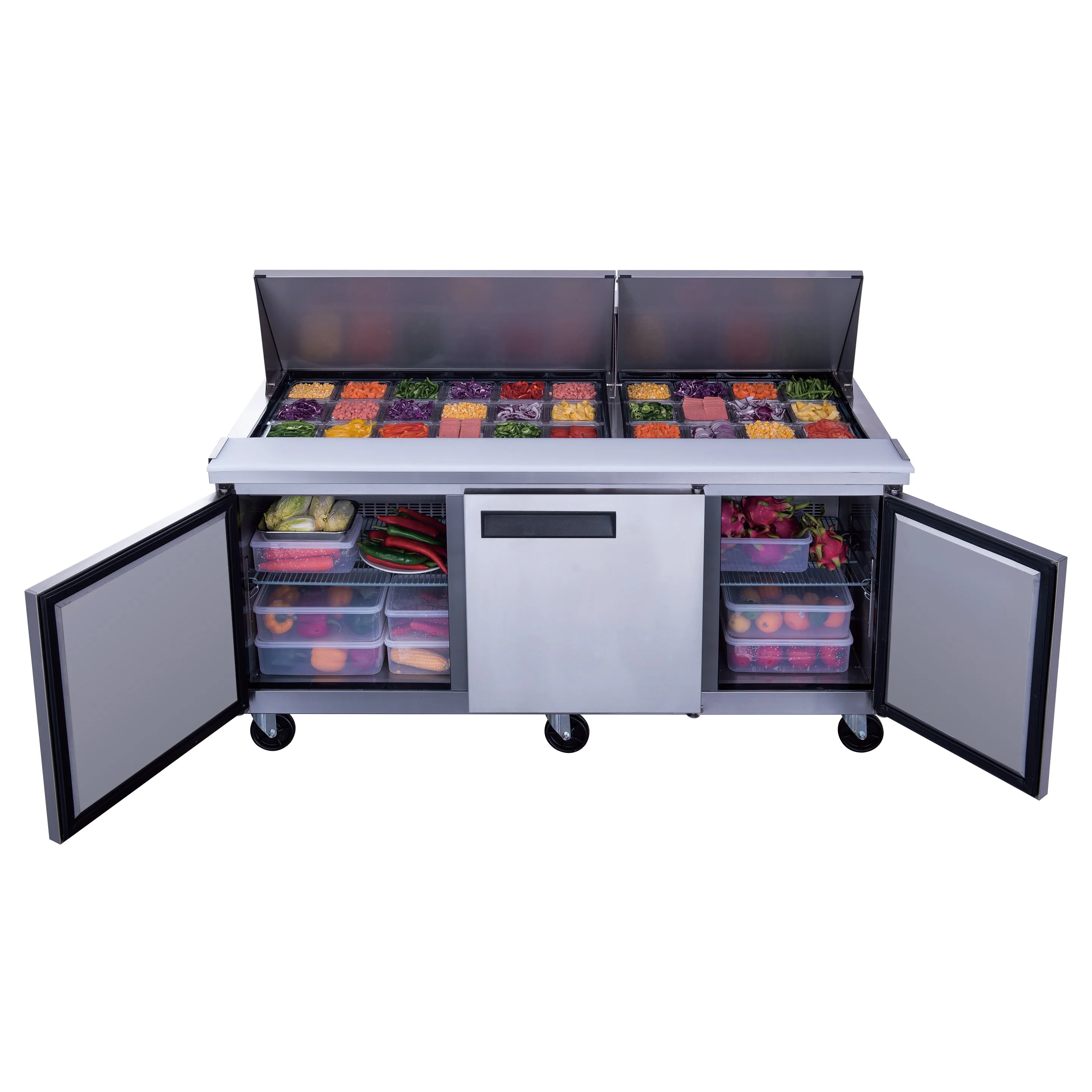 Chef AAA - TSP72M Commercial 72 30 Pan Salad Sandwich Food Prep Table Refrigerator Mega Top