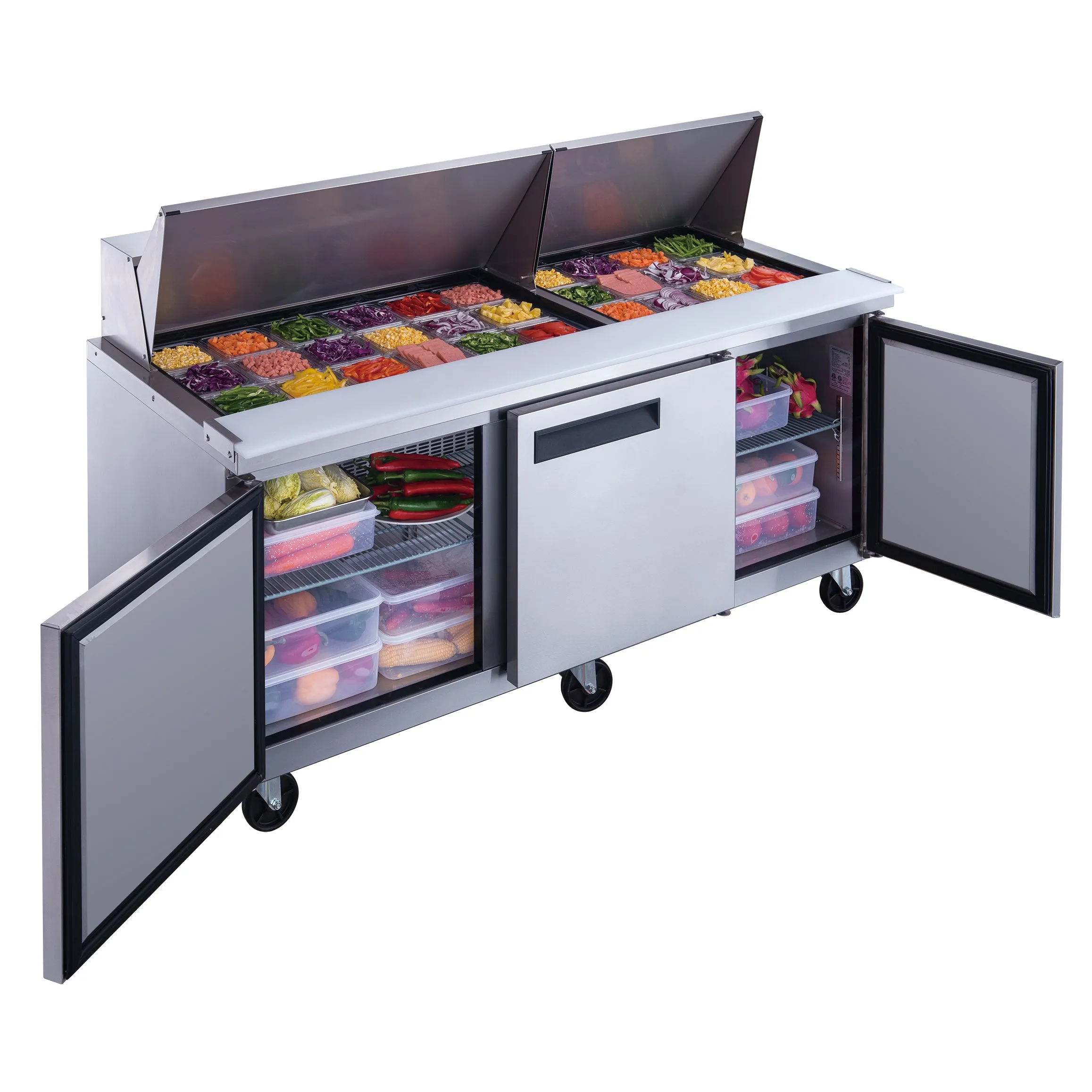 Chef AAA - TSP72M Commercial 72 30 Pan Salad Sandwich Food Prep Table Refrigerator Mega Top