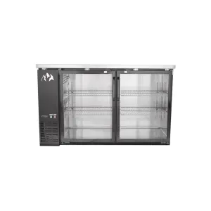 Chef AAA - UBB-2G-HC. Commercial 59 Glass Door Back Bar Refrigerator Black 19 Cu.ft.