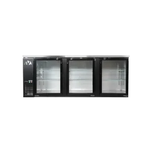 Chef AAA - UBB-4G-HC. Commercial 90 Glass Door Back Bar Refrigerator Black 32 cu.ft.