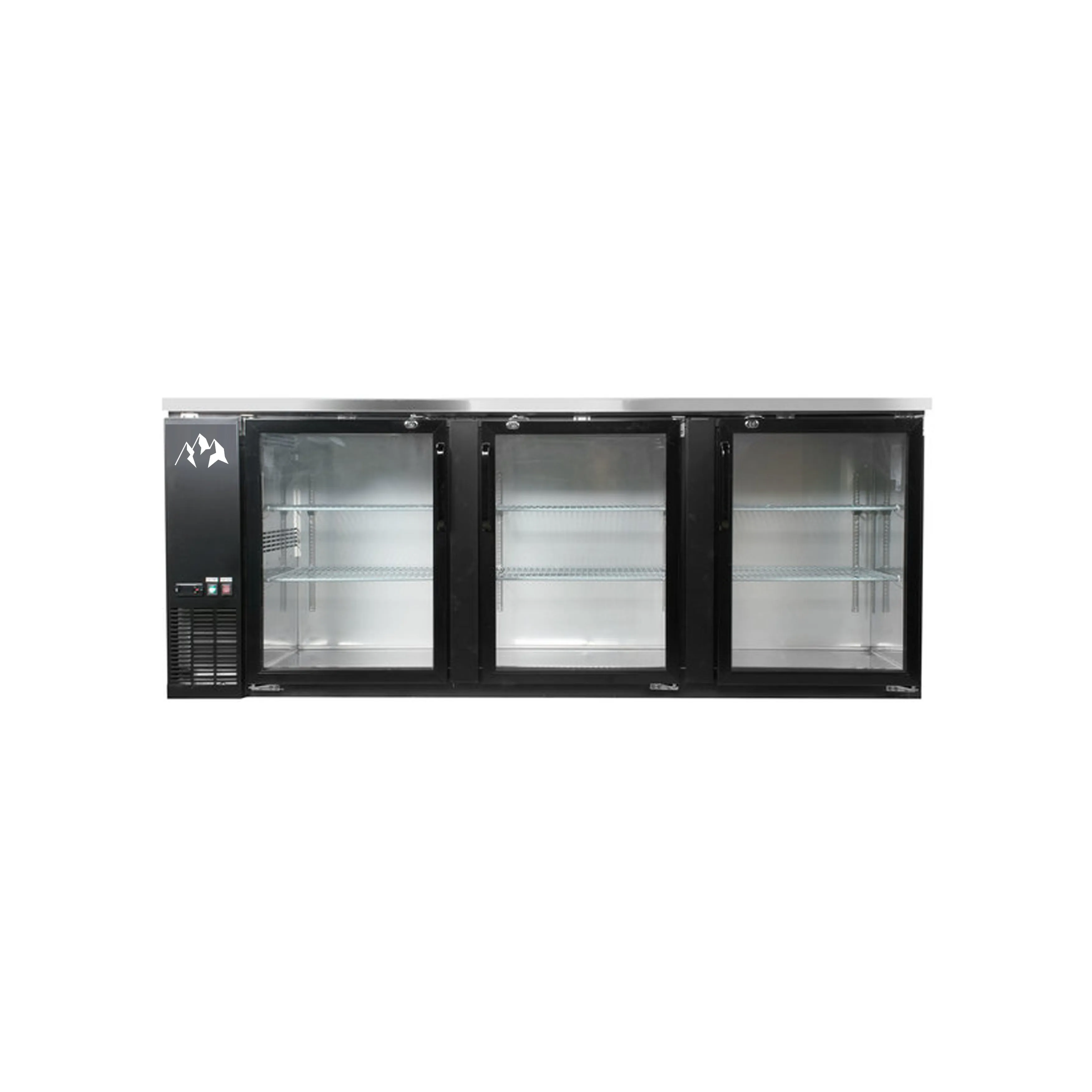 Chef AAA - UBB-4G-HC. Commercial 90 Glass Door Back Bar Refrigerator Black 32 cu.ft.