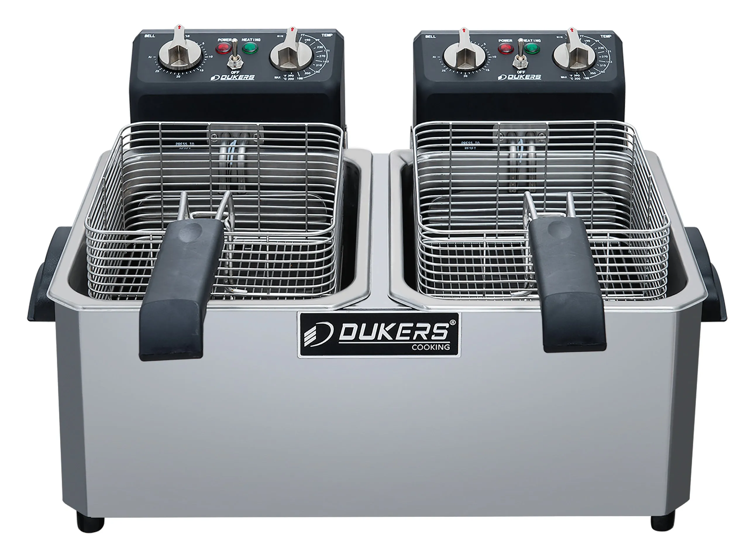 Dukers - DCF10ED. 20lb Two Basket Electric Countertop Deep Fryer