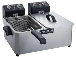 Dukers - DCF10ED. 20lb Two Basket Electric Countertop Deep Fryer