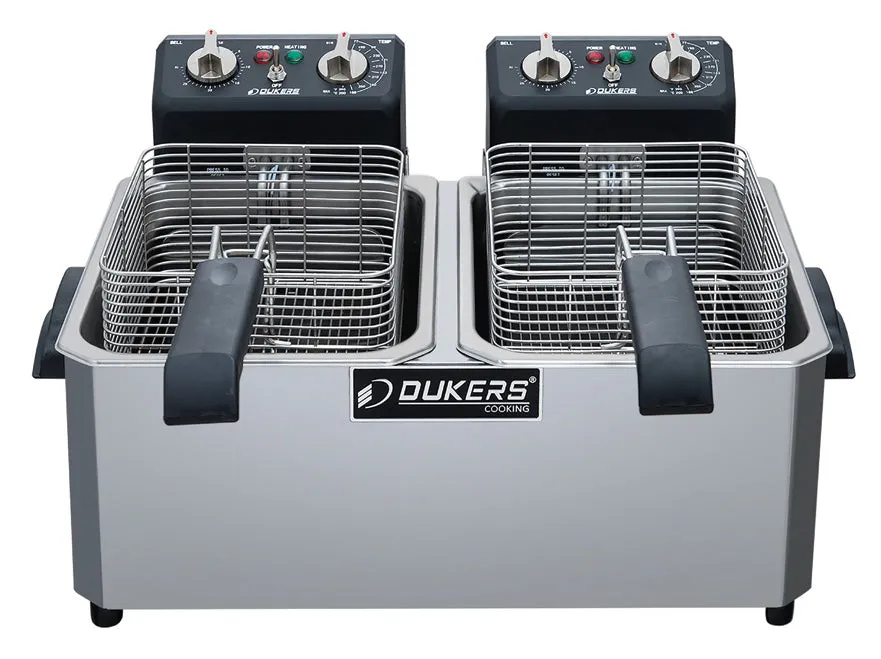 Dukers - DCF15ED. 30lb Two Basket Electric Countertop Deep Fryer