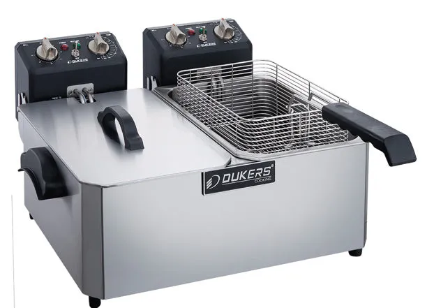 Dukers - DCF15ED. 30lb Two Basket Electric Countertop Deep Fryer