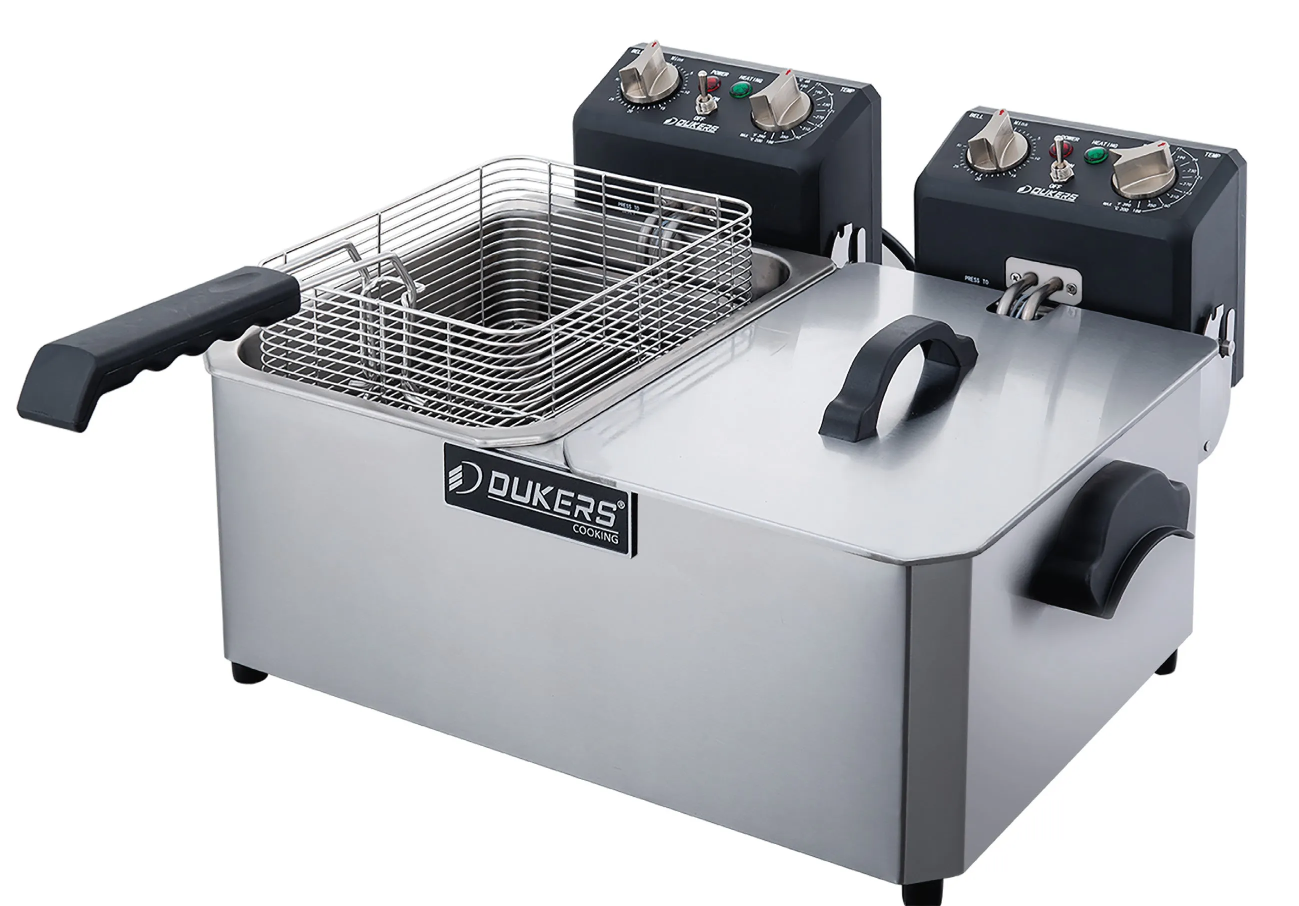 Dukers - DCF7ED. 14lb Two Basket Electric Countertop Deep Fryer