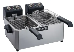 Dukers - DCF7ED. 14lb Two Basket Electric Countertop Deep Fryer