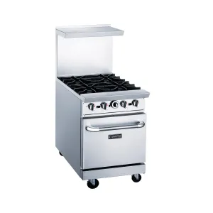 Dukers - DCR24-4B. Commercial 24 Oven Range Four Open Burners Natural Gas