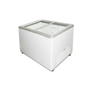 Excellence Industries - EURO-16HC. 59 Commercial Flat Top Glass Door Display Freezer 15.5 cu. ft.