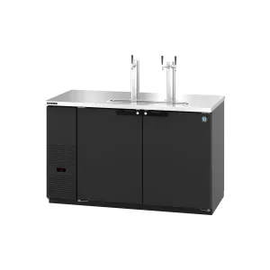 Hoshizaki - DD59. Commercial 59.5 Black Single Double Tap Kegerator Beer Dispenser - (2) 1/2 Keg Capacity 18.45cu.ft.