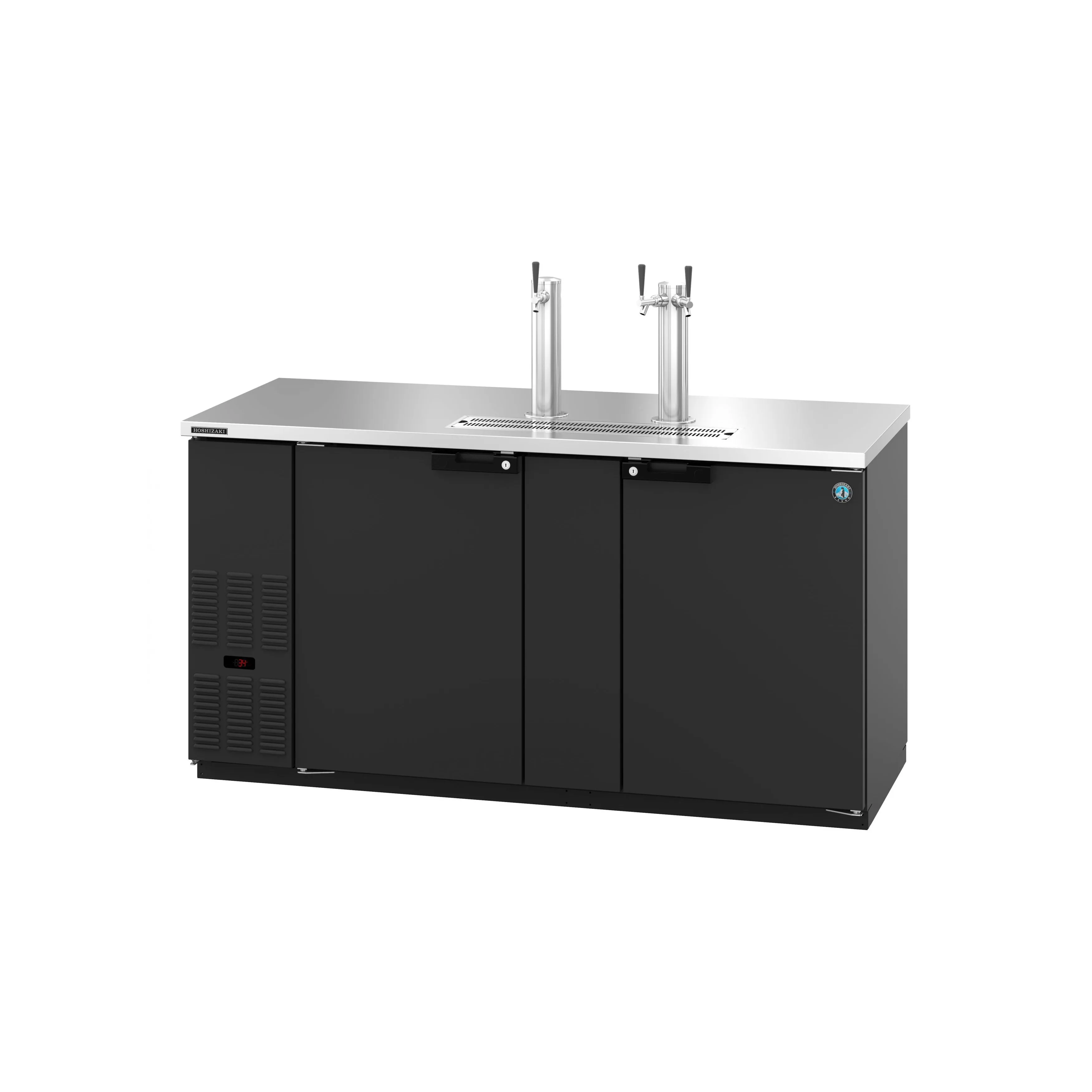 Hoshizaki - DD69. Commercial 69.5 Black Single/Double Tap Kegerator Beer Dispenser - (3) 1/2 Keg Capacity 21.8cu.ft.