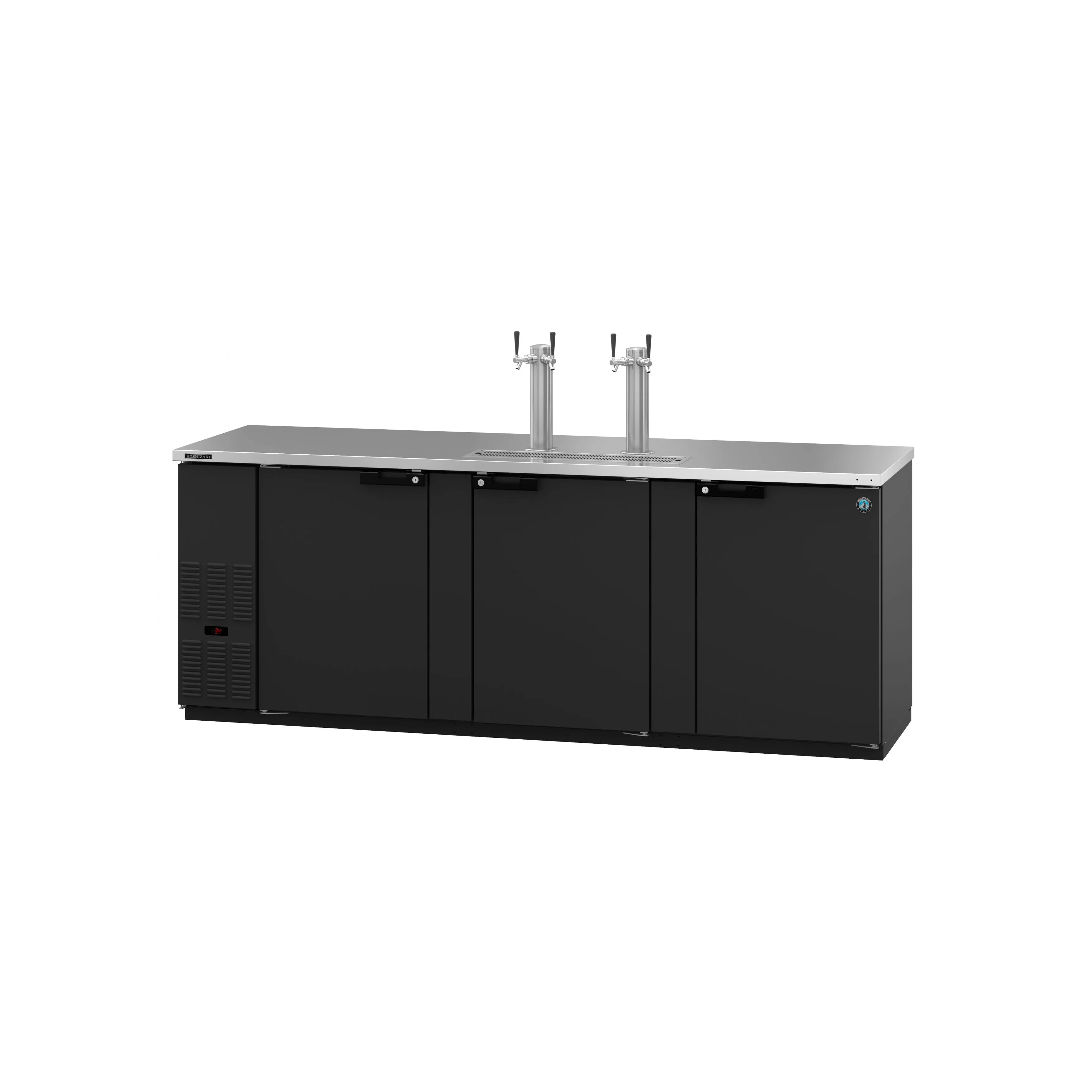 Hoshizaki - DD95. Commercial 95.5 Black Double Tap Kegerator Beer Dispenser - (5) 1/2 Keg Capacity 32.53cu.ft.