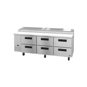 Hoshizaki - PR60B-D4. Commercial 60 Two Section Pizza Prep Table Refrigerator Stainless Drawers 16.63ct.ft.