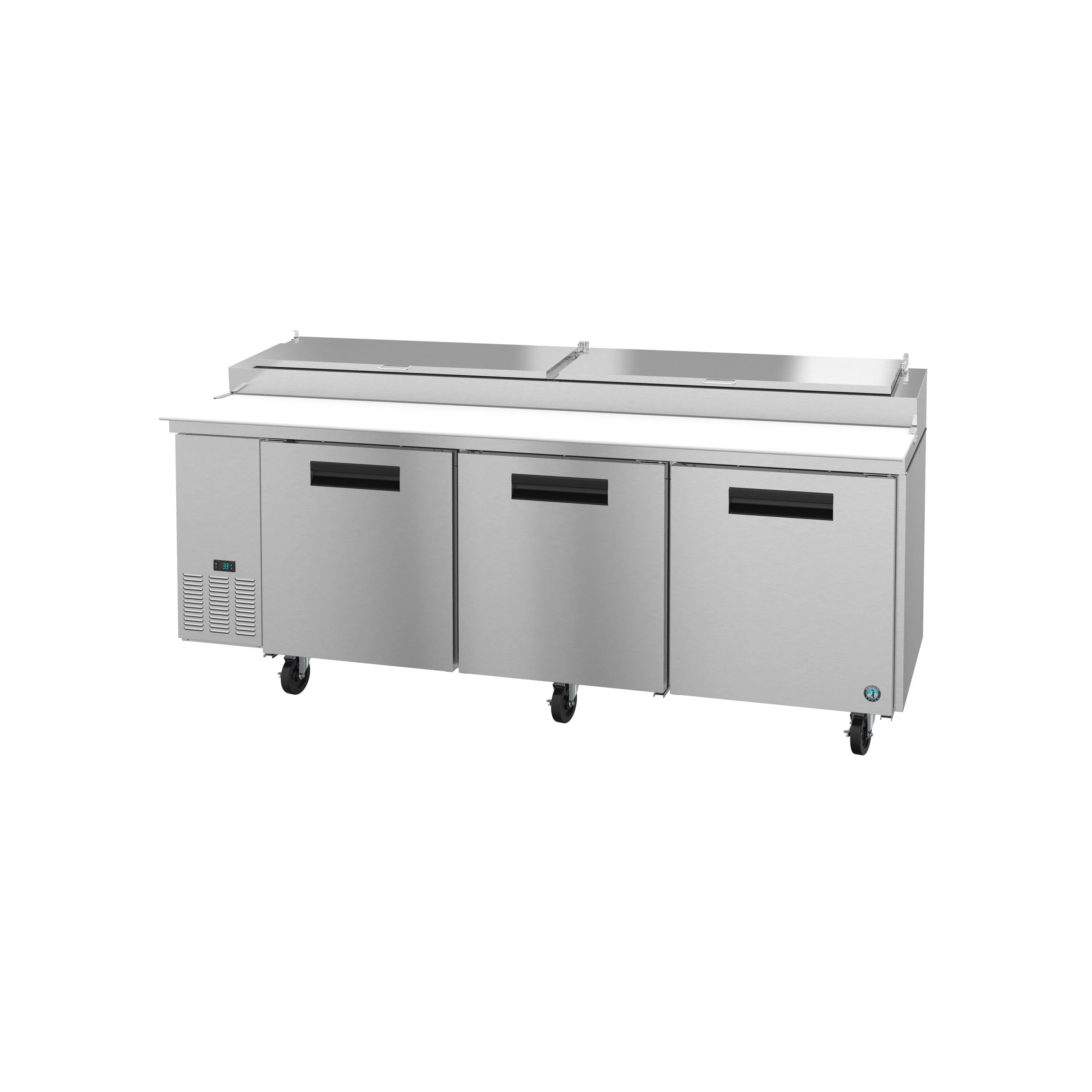 Hoshizaki - PR93A. Commercial 93 Three Section Pizza Prep Table Refrigerator Stainless Doors 30cu.ft.