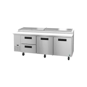 Hoshizaki - PR93A-D2. Commercial 93 Three Section Pizza Prep Table. Drawer Door Combo 30cu.ft.