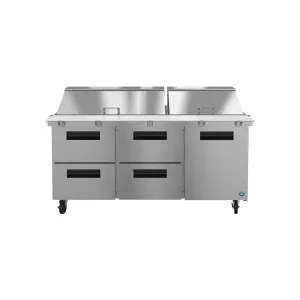 Hoshizaki - SR72A-30MD4. Commercial 72 1 Door. 4 Drawer Mega Top Stainless Steel Refrigerated Sandwich Prep Table 18.63ct.ft.
