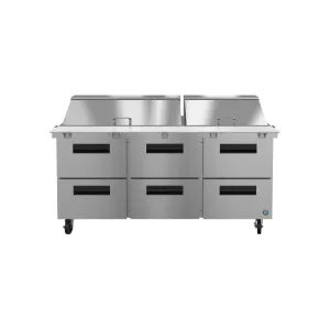 Hoshizaki - SR72A-30MD6. Commercial 72 6 Drawer Mega Top Stainless Steel Refrigerated Sandwich Prep Table 18.63cu.ft.