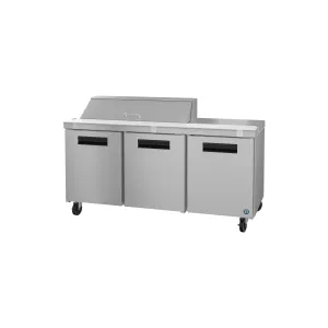 Hoshizaki - SR72B-12. Commercial 72 Three Section Sandwich Prep Table Refrigerator Stainless Doors 18cu.ft.