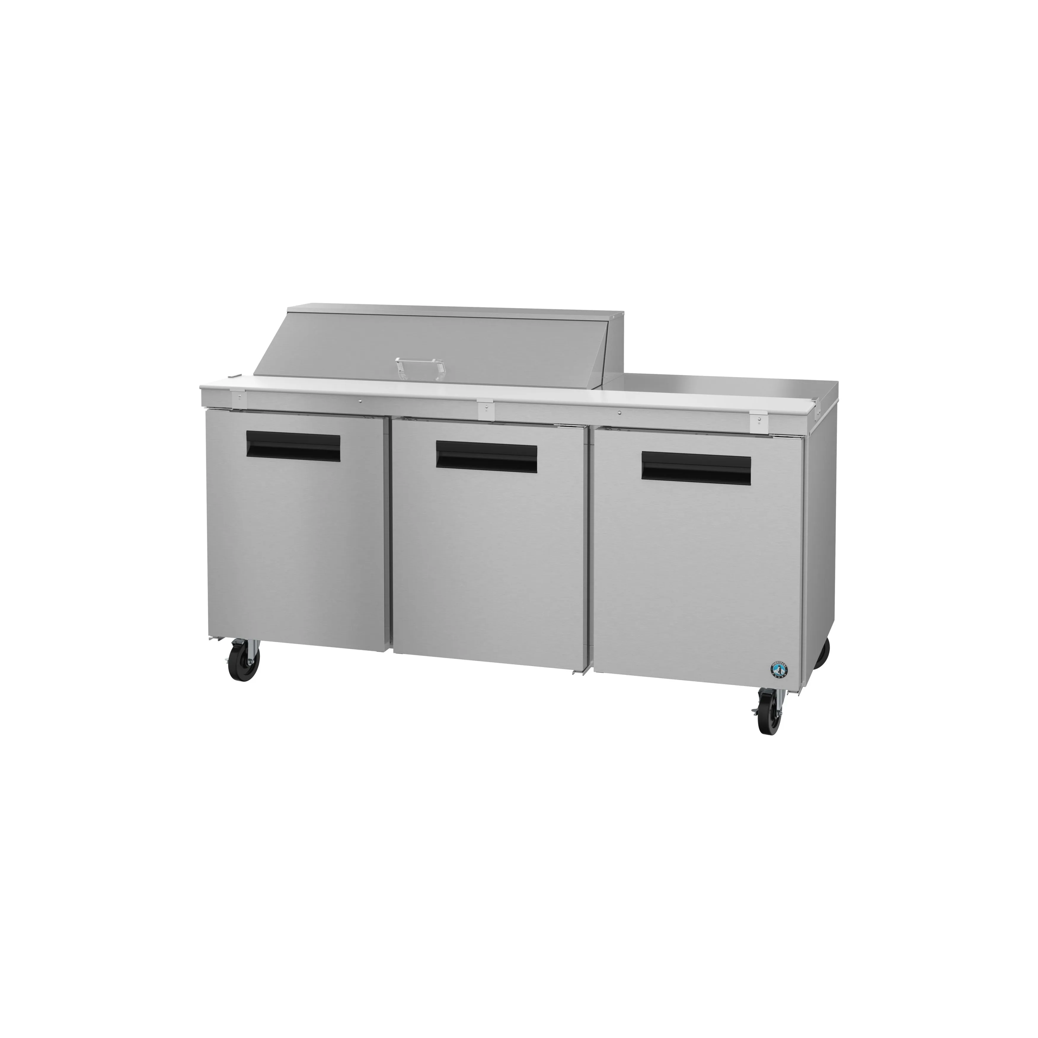 Hoshizaki - SR72B-12. Commercial 72 Three Section Sandwich Prep Table Refrigerator Stainless Doors 18cu.ft.