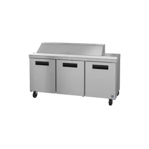 Hoshizaki - SR72B-16. Commercial 72 Three Section Sandwich Prep Table Refrigerator Stainless Doors 18cu.ft.
