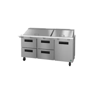 Hoshizaki - SR72B-30MD4. Commercial 72 Three Section Mega Top Prep Table. Drawer/Door Combo 18cu.ft.
