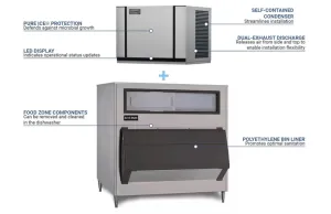Ice-O-Matic CIM0330HA/B1000-48 313 lb Half Cube Ice Maker w/ Bin - 1000 lb Storage. Air Cooled. 115v