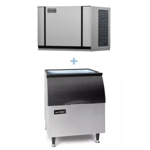Ice-O-Matic - CIM0330HA/B40PS Commercial 313 lb Half Cube Ice Maker w/ Bin - 344 lb Storage. Air Cooled. 115v