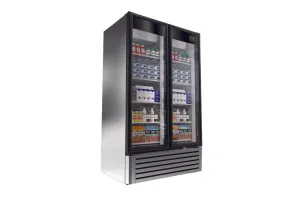 Kool-It - LX-40RS. 47 Double Glass Door Stainless Steel Merchandiser Refrigerator