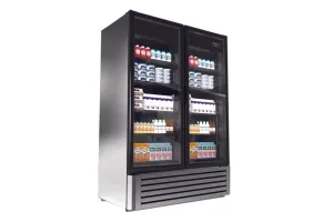 Kool-It - LX-46RS. 54 Double Glass Door Stainless Steel Merchandiser Refrigerator