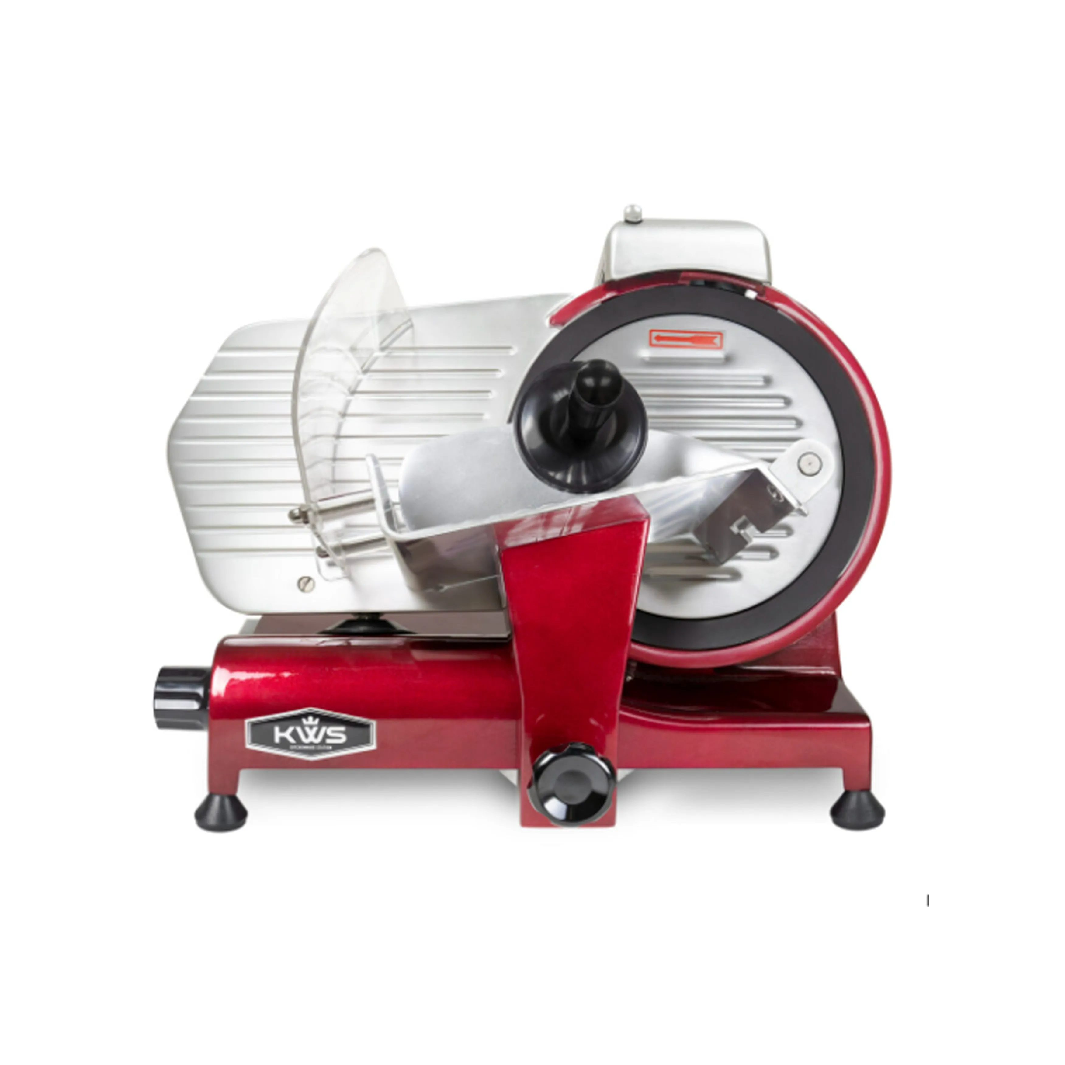 KWS - MS-10XT. Commercial 10 Meat Slicer in Red Base with Teflon Blade