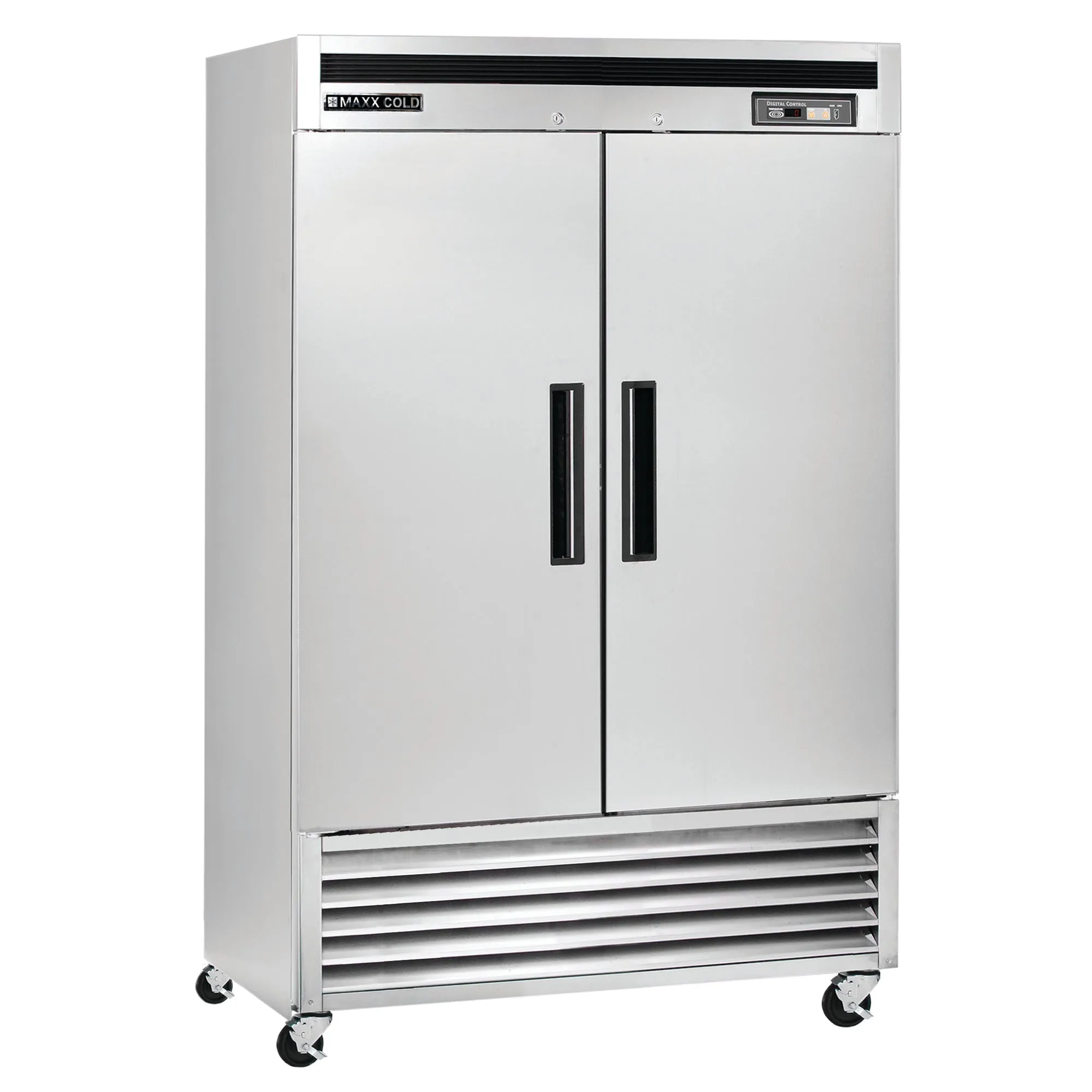 Maxx Cold - MCF-49FDHC Double Door Reach-In Freezer. Bottom Mount. 54W. 49 cu. ft. Storage Capacity. Energy Star Rated. in Stainless Steel