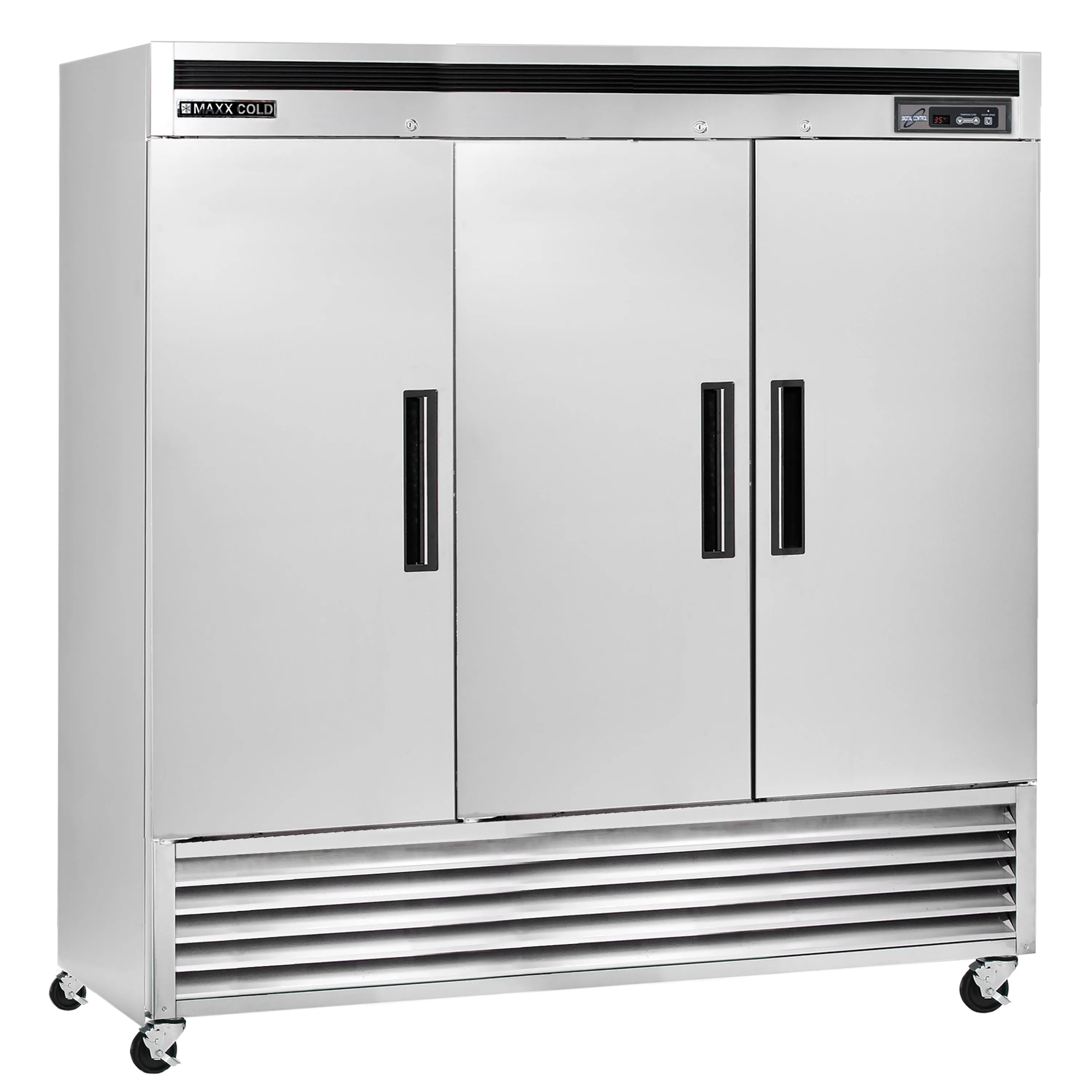Maxx Cold - MCF-72FDHC Triple Door Reach-In Freezer. Bottom Mount. 81W. 72 cu. ft. Storage Capacity. Energy Star Rated. in Stainless Steel