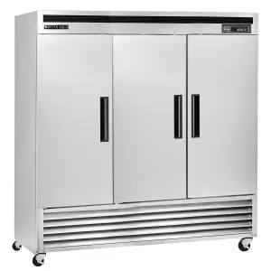 Maxx Cold - MCF-72FDHC Triple Door Reach-In Freezer. Bottom Mount. 81W. 72 cu. ft. Storage Capacity. Energy Star Rated. in Stainless Steel