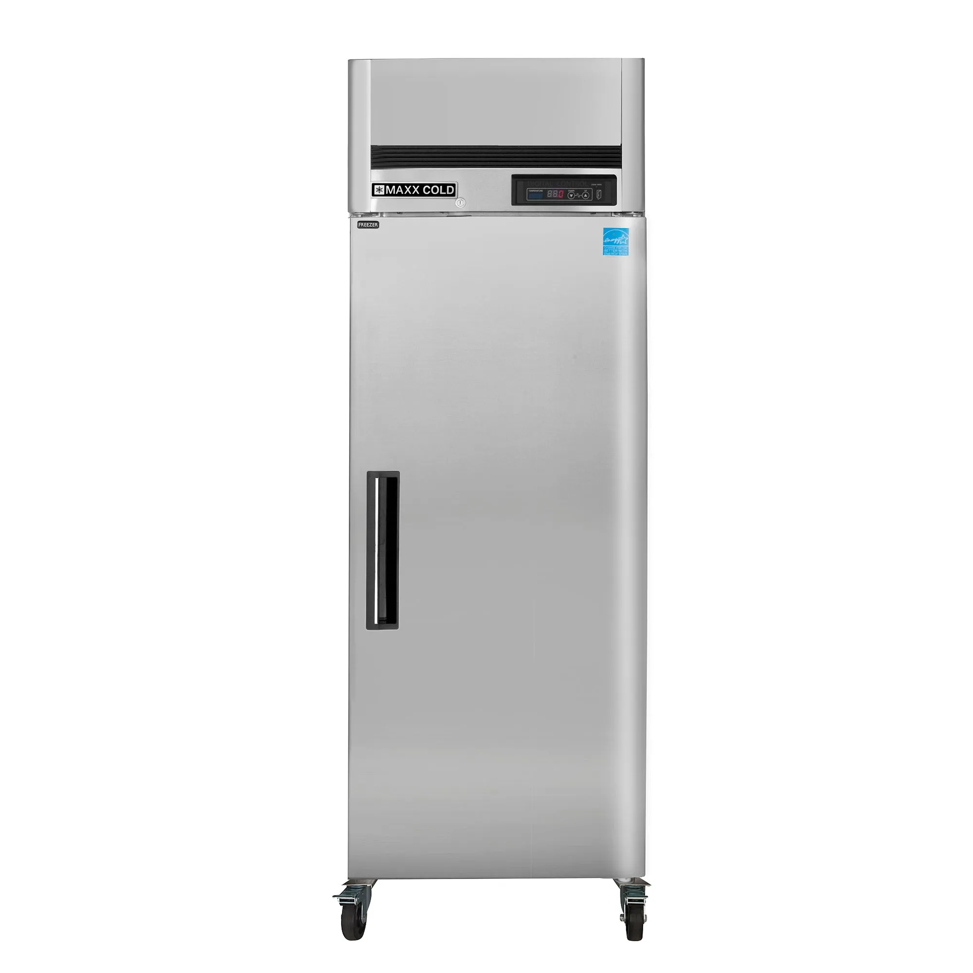 Maxx Cold - MCFT-23FDHC Single Door Reach-In Freezer. Top Mount. 27W. 23 cu. ft. Storage Capacity. Energy Star Rated. in Stainless Steel