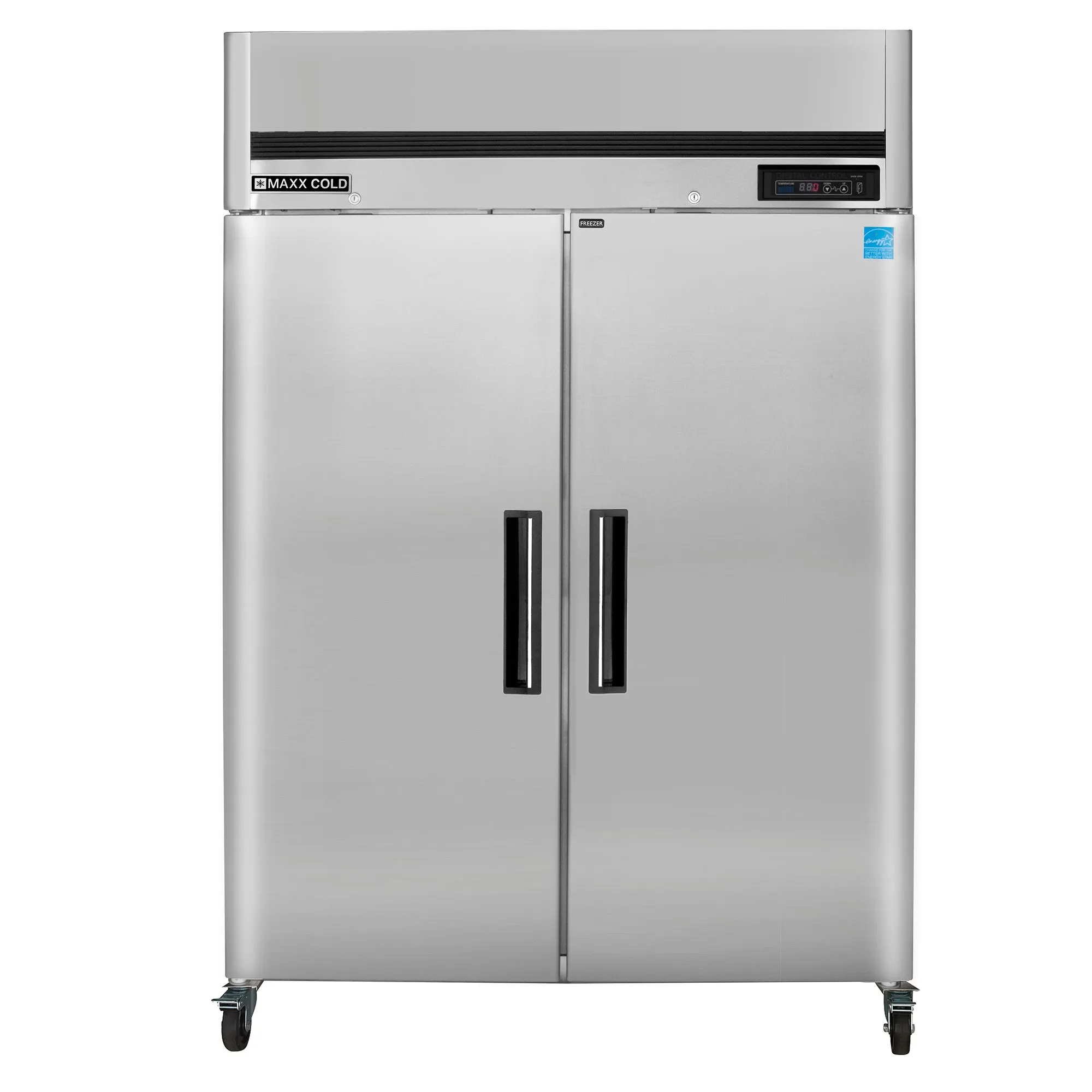 Maxx Cold - MCFT-49FDHC Double Door Reach-In Freezer. Top Mount. 54W. 49 cu. ft. Storage Capacity. Energy Star Rated. in Stainless Steel