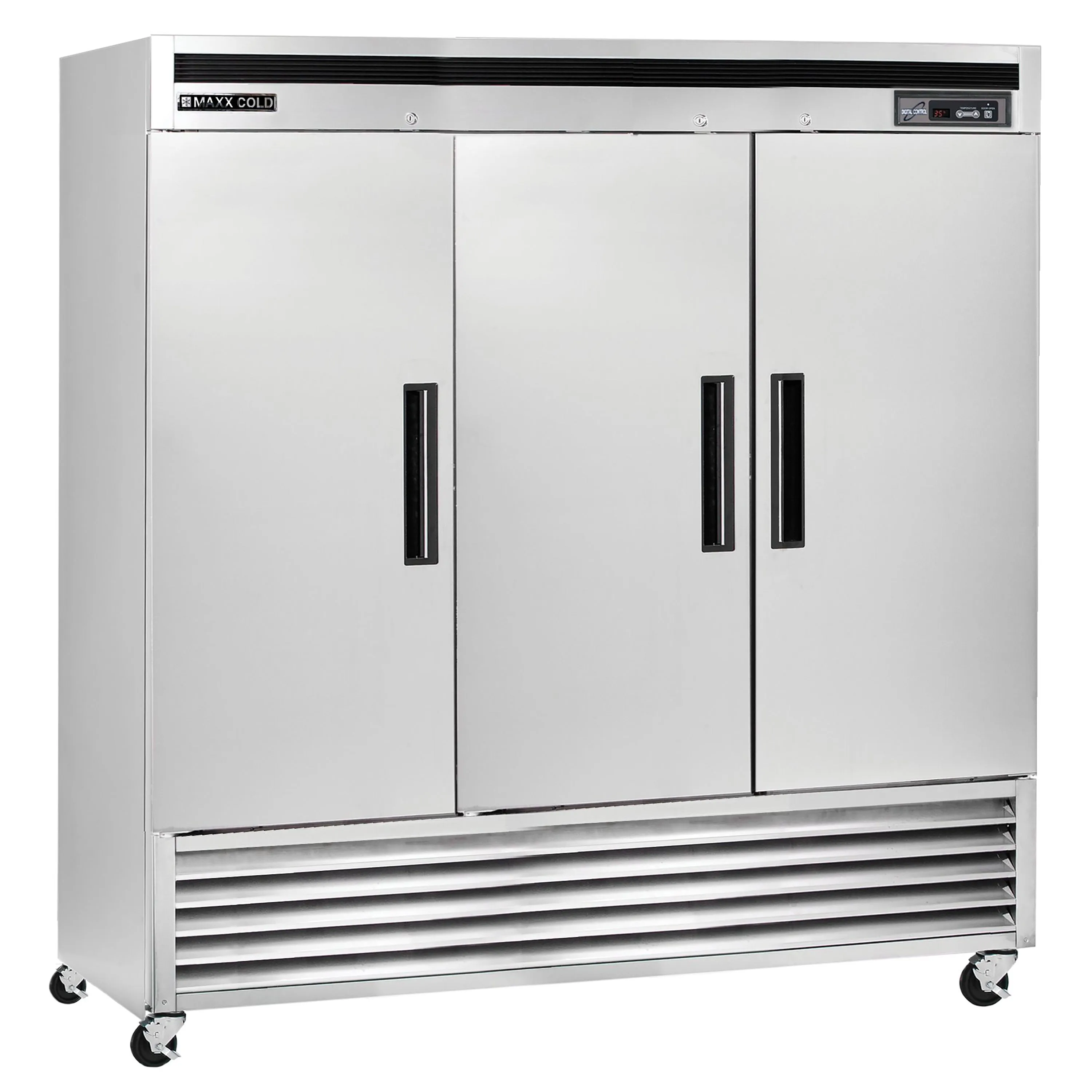 Maxx Cold - MCR-72FDHC Triple DoorReach-In Refrigerator. Bottom Mount. 81W. 72 cu. ft. Storage Capacity. Energy Star Rated. in Stainless Steel