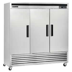 Maxx Cold - MCR-72FDHC Triple DoorReach-In Refrigerator. Bottom Mount. 81W. 72 cu. ft. Storage Capacity. Energy Star Rated. in Stainless Steel