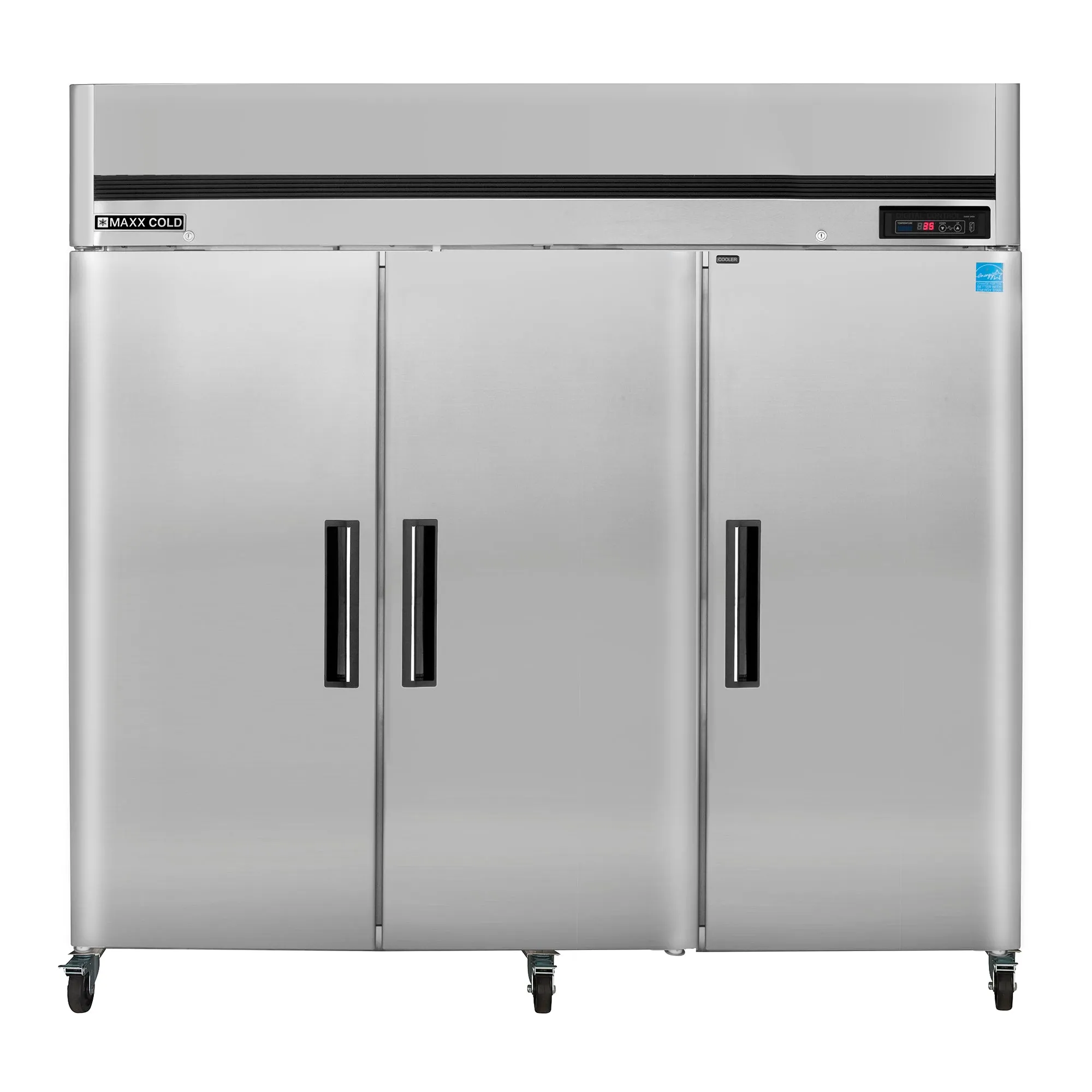 Maxx Cold - MCRT-72FDHC Triple DoorReach-In Refrigerator. Top Mount. 81W. 72 cu. ft. Storage Capacity. in Stainless Steel