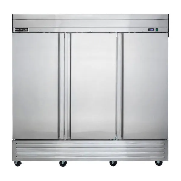 Maxx Cold - MVF-72FDHC V-Series 3 Door Reach-In Freezer. Bottom Mount. in Stainless Steel