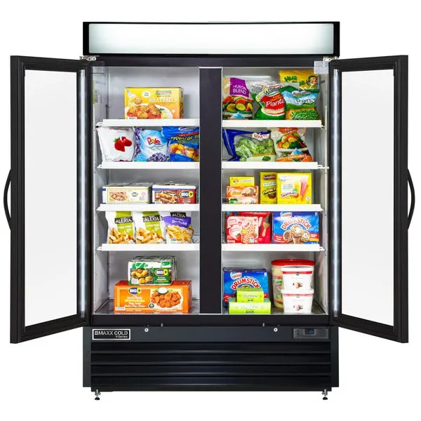 Maxx Cold - MVMF48B V-Series Double Glass Door Merchandiser Freezer. in Black