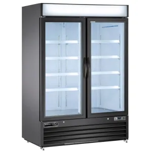 Maxx Cold - MVMF48B V-Series Double Glass Door Merchandiser Freezer. in Black